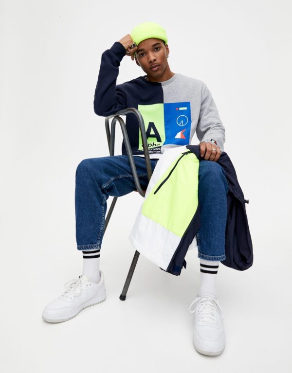 Two-tone Sweatshirt With Neon Detail - Image 2