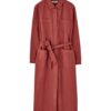 Long Denim Trench Coat With Belt